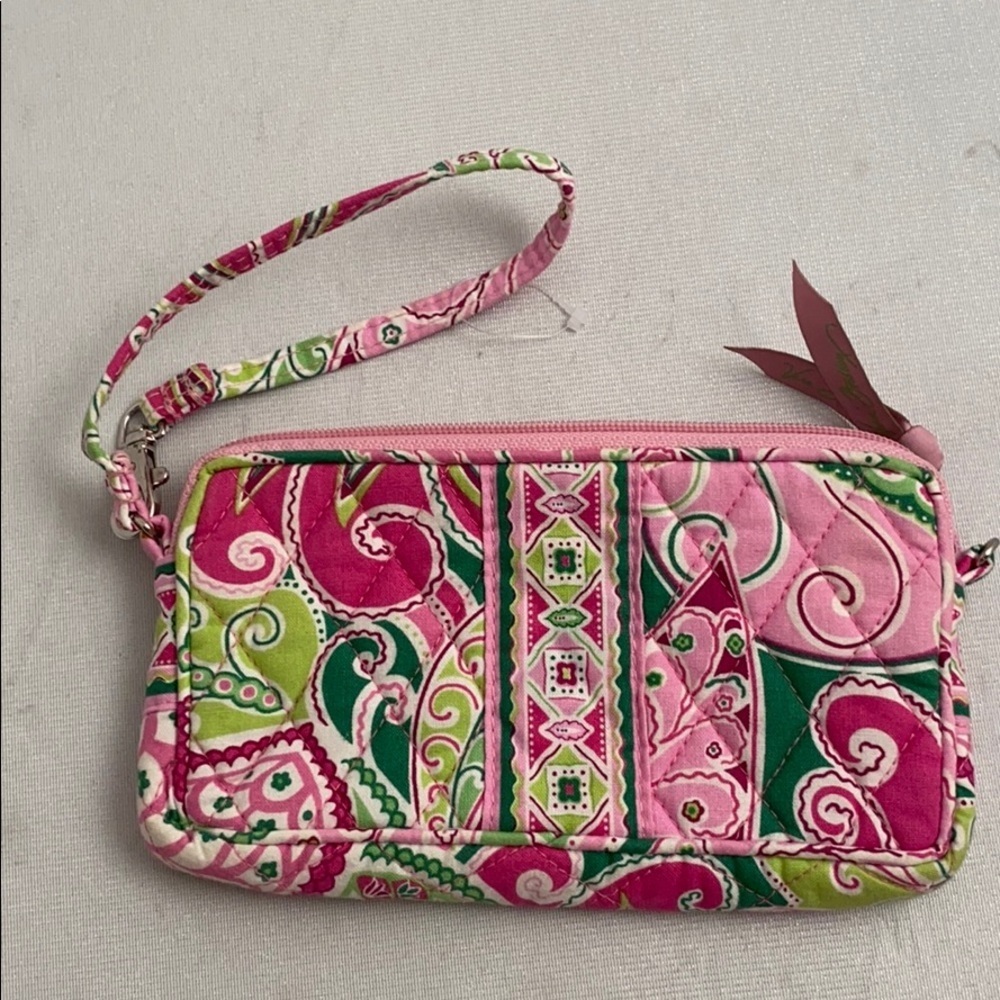 Vera Bradley Pinwheel Pink multicolor zip top wristlet